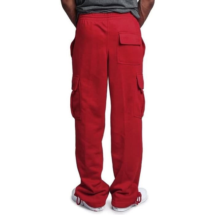 Pantalon jogger cargo rembourré pour homme noir-rouge Bolf HW2202