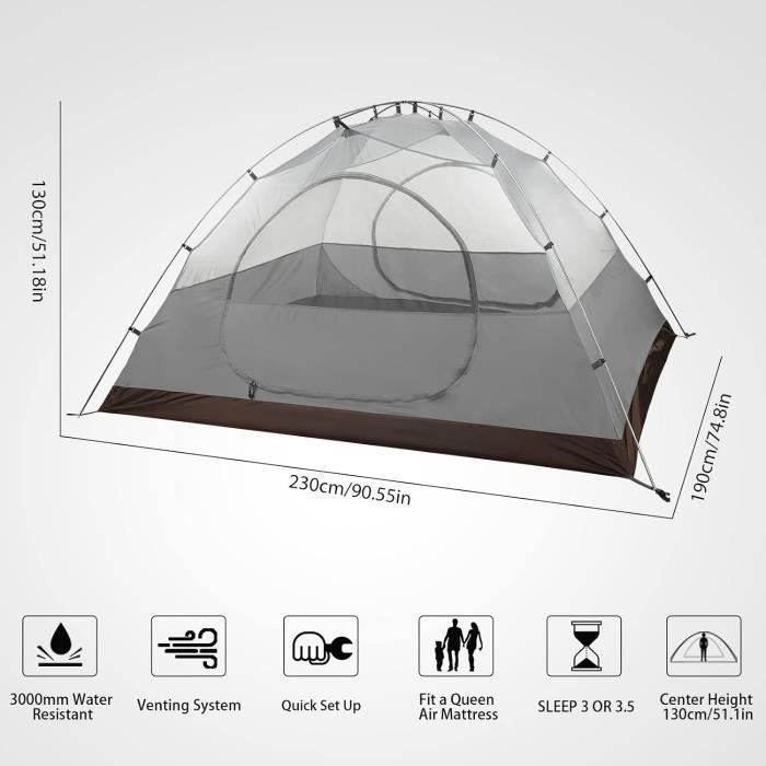 Tente De Camping 2 Personnes, Ultra Légère Facile à Installer
