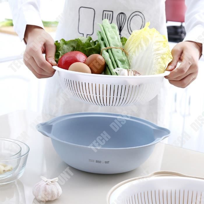 TD® Passoire plastique Double usage panier de lavage bleu multifonctionnel  tamis cuisine égoutter eau propre sec fruits et légumes - Cdiscount Maison