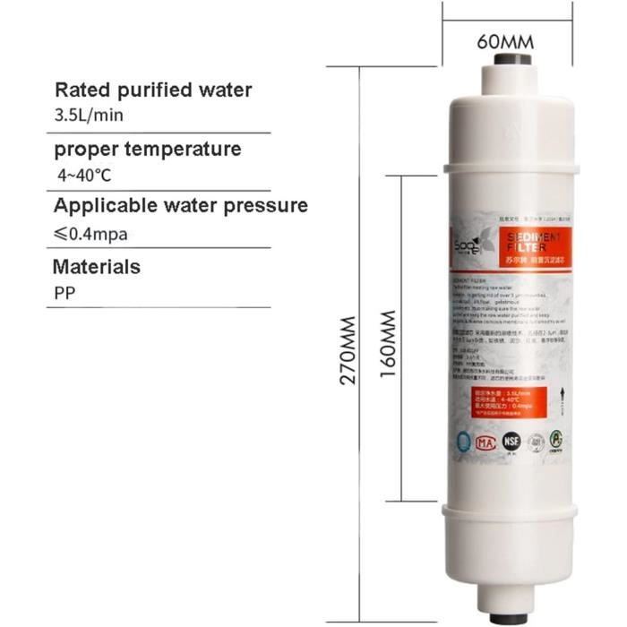 Naturewater PP-10 Filtre à sédiments Finesse 5µ Cartouche filtrante PP  Particules Sédiments