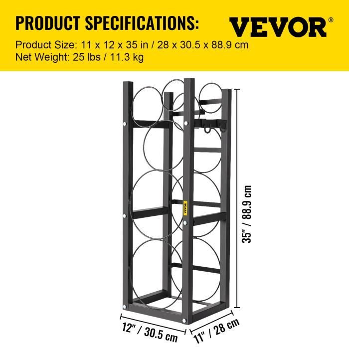 Rack Bouteille De Gaz,Capacité VEVOR 3 X 13,6 Kg,Support De Cylindre De Réfrigérant
