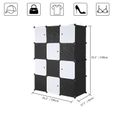 P2O Penderie d'assemblage Rubik's Cube-4 couches 12 compartiments-Porte combinée noire et blanche, armoire noire-2