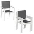 Lot de 6 chaises de jardin en aluminium blanc et textilène gris - HAPPY GARDEN - contemporain - empilables-2