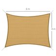Voile d'ombrage rectangulaire OUTSUNNY 6L x 4l m HDPE Jaune - Protection anti-UV-2