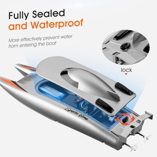 Bateau RC à Grande Vitesse 25 Km/h - Double Batterie, Télécommande 2,4 GHz, Système Refroidissement Eau - Pour Piscine Et Lac - Enfants Et Adultes