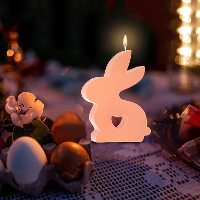 GD HUA Moules En Silicone Lapin De Pâques Pour Bougeoir - Kit Moule Bougie 3D - Résine Et Plâtre