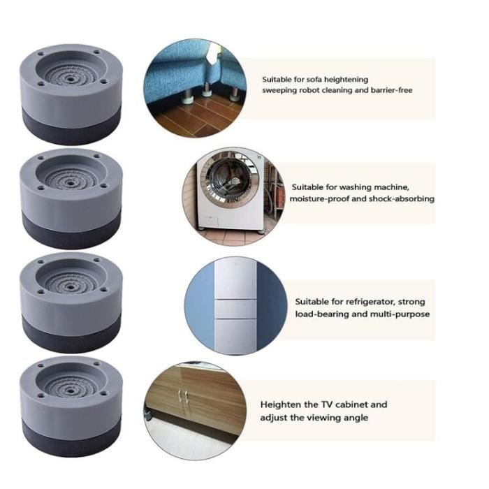 Acheter Amortisseurs Anti-Vibration, 4 pièces, coussinet de pieds, tapis  élévateur antidérapant, Machine à laver