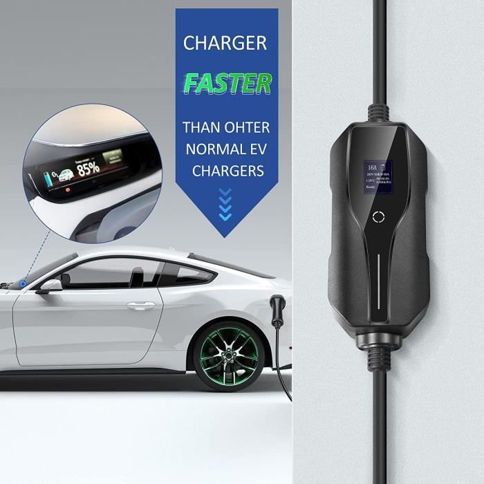 Ev Chargeur Type 2 Nanpaders 3.6 Kw Voiture Electrique Écran Numérique  Contrôlable 8-16a 7.5m Cable Recharge É - Cdiscount Auto