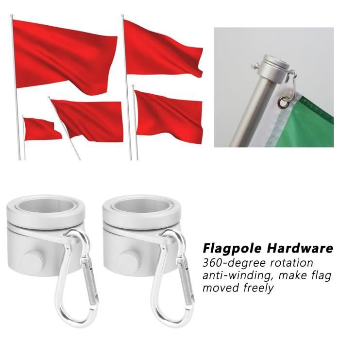 LOT DE 2 Anneaux De Montage Pour Mât De Drapeau Avec Clips De