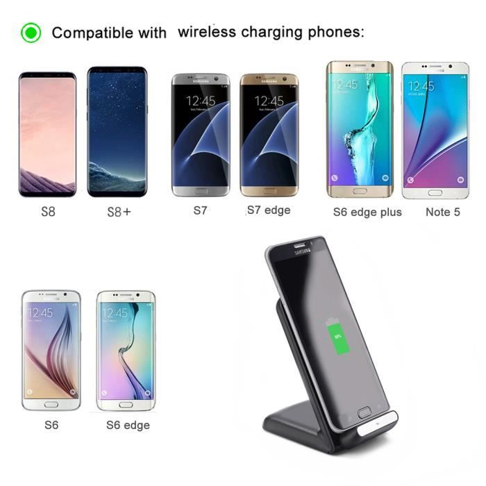 ® Chargeur sans Fil, Chargeur à Induction Pliable Station de Rechargement  Rapide pour IPhone 8 /8 plus /X Samsung Galaxy S8 /S8 plus /S7 /S7 Edge et