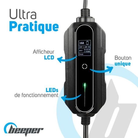 Chargeur pour vehicules hybrides et electriques Type 2 vers CEE eCharge PLUS HYB02-10 Beeper 