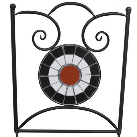 yorten 2pcs Chaises en Mosaïque Chaises de Bistro Chaises Pliables de Jardin étanche Terre Cuite/Blanc 37 x 44 x 89 cm 