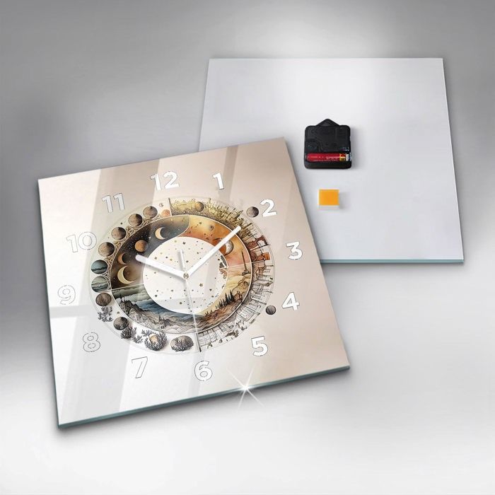 HORLOGE MURALE EN verre 40x40cm Astronaute Futuriste Cosmos Wall Clock