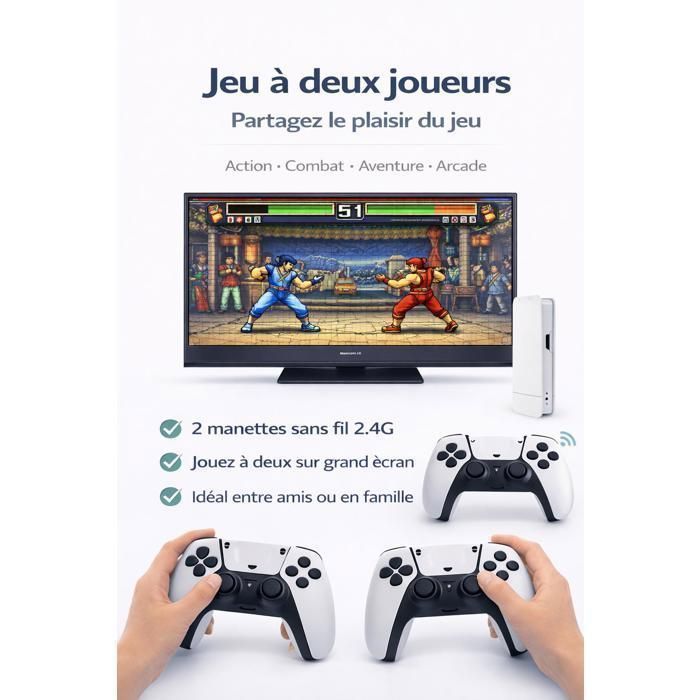 Console De Jeu Rétro 2025 - 20 000 Jeux, 23 émulateurs, 2 Manettes Sans Fil 2,4 GHz, HDMI 4K, Plug & Play - Cadeau Idéal