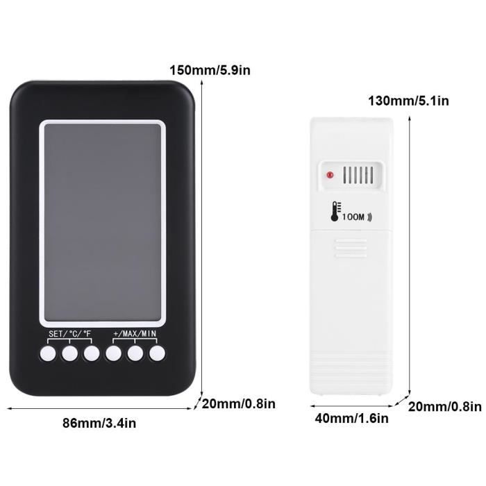 Thermomètre Numérique Intérieur/extérieur Sans Fil - écran LCD, Portée 100m, Mesures Température Et Humidité