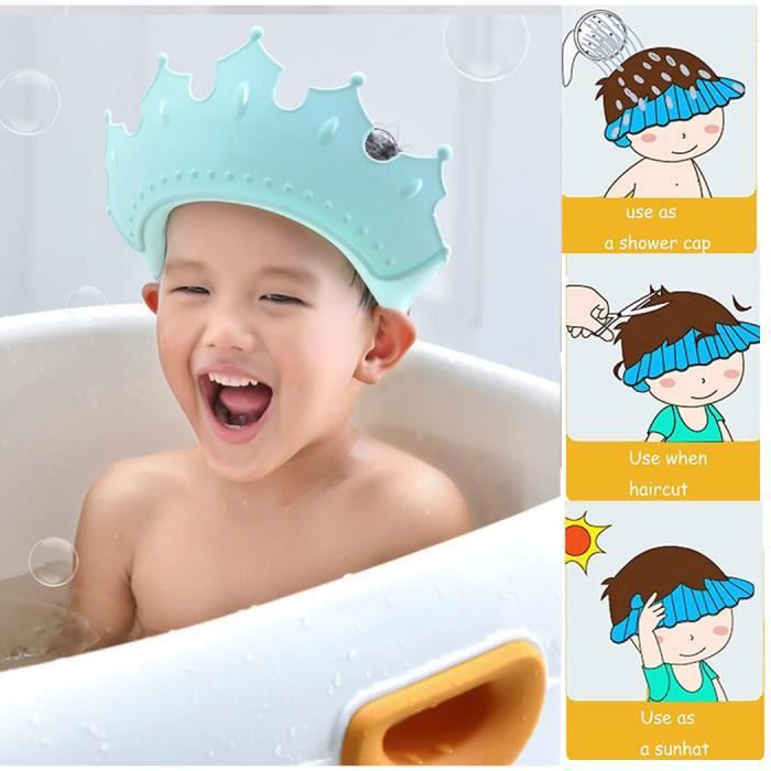 Casquette De Protection Bébé - Visière Anti-Eau Et Anti-Soleil Pour Bain, Douche Ou Coiffure (Bleu)