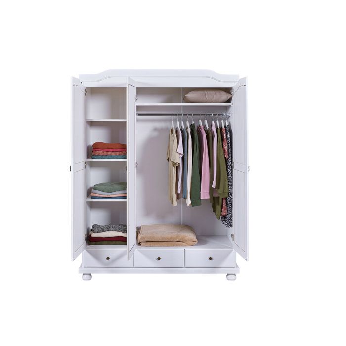 Kapco Armoire 2 portes, 1 porte miroir, 3 tiroirs, blanc. - Cdiscount ...