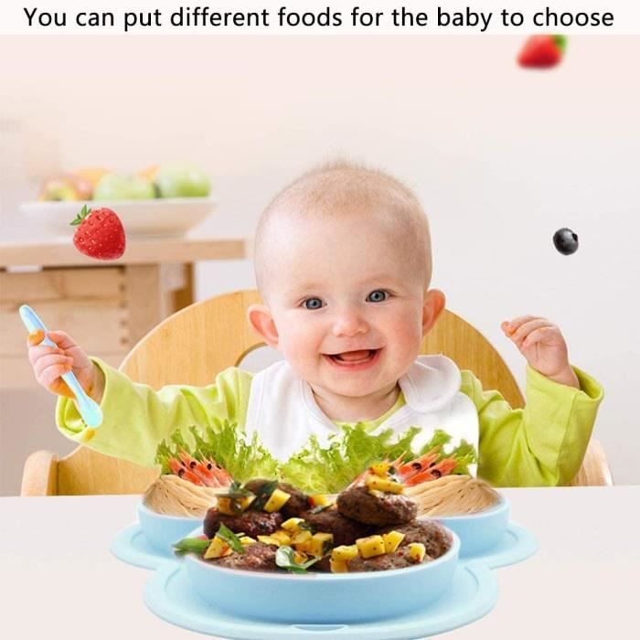 Assiette Bébé, Assiettes en Silicone pour Bébés, Assiette Enfant  Compartiment sans BPA Cuillere Bebe Souple Vaisselle (Bleu) - Cdiscount  Puériculture & Eveil bébé