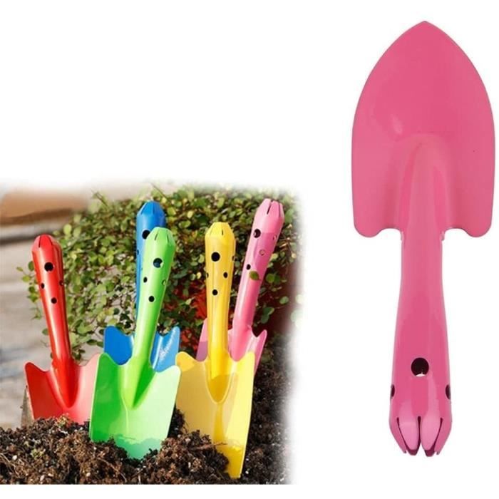 Outil De Jardinage Enfant En Acier Rose - Râteau, Bêche, Houe - Détachable Et Compact - Plage, Sable