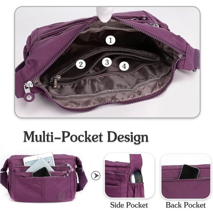 PORRASSO Femme Sac à Bandoulière Sac D'épaule de Loisir Fille Sacs Bananes Poids Léger Sacoche Banane pour Travail Voyage Shopping Randonnée Sport Cramoisi PORRASSO Femme Sac à Bandoulière Sac D'épaule de Loisir Fille Sacs Bananes Poids Léger Sacoche Banane pour Travail Voyage Shopping Randonnée Sport Cramoisi