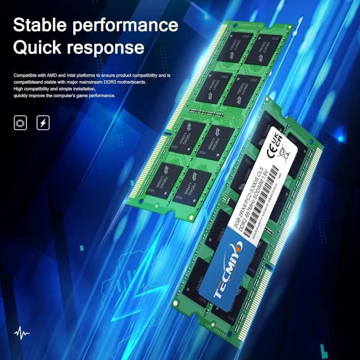 Lot de 3 barrettes de 512Mo de RAM PC2 4200S DDR2 533mhz SODIMM