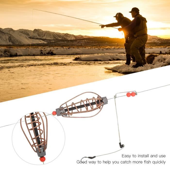 Cage à Appâts à Ressort, Facile à Utiliser Pratique à Transporter Haute Fiabilité Avec Hameçons Pour La Pêche En Extérieur