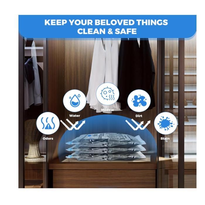 BoxLegend Lot de 8 Sacs de Rangement Sous Vide, Sac Sous Vide Vetement Aspirateur Sac de Compression Voyages Camping Réutilisables pour Matelas, Tente, Vêtements, Couettes, Literie, Oreillers 4XXL+4XL