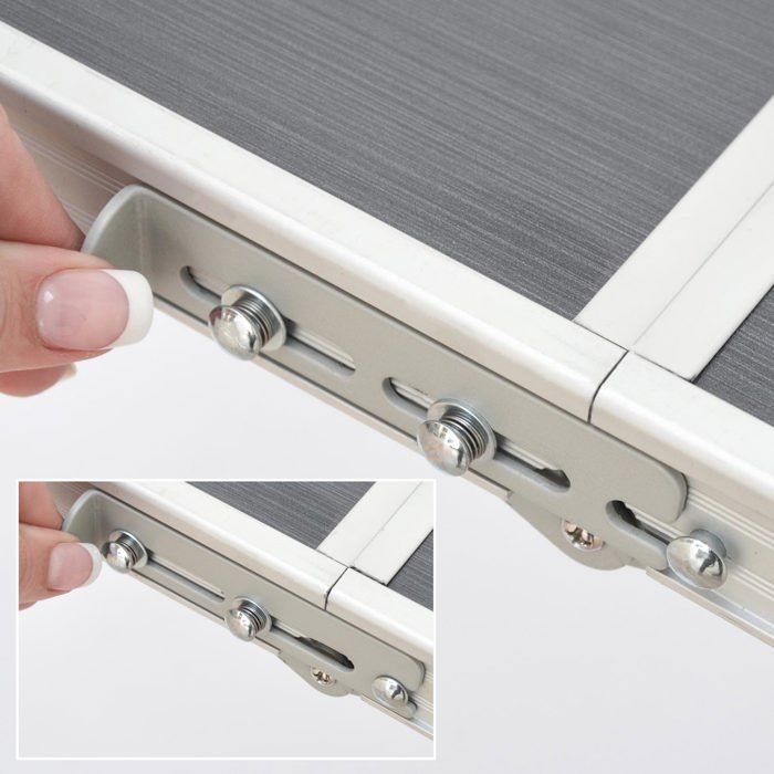 Table Pique-nique EN581 Table Basse Camping AKORD ARES - Pliable Aluminium - 50x60x70cm - MDF - EN 581 - Gris Table Camping Légère