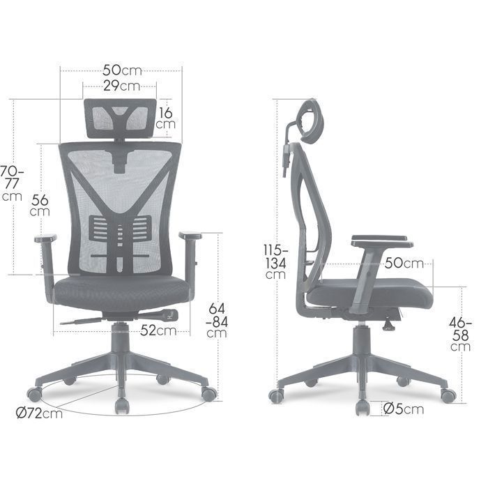 Fauteuil De Bureau Ergonomique Soutien Lombaire Et Appuie-tête Tissu Maille Respirante Noir 10