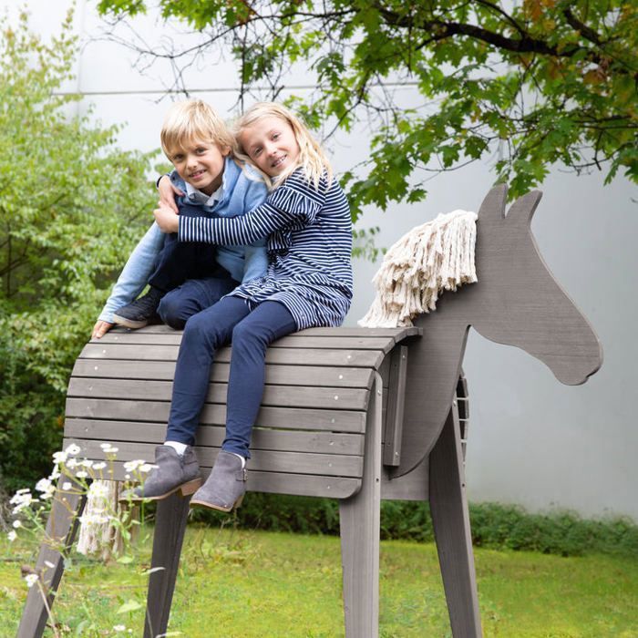 ROBA Cheval d'Extérieur en Bois Massif pour Enfant - sans Bascule - Cheval de Jeu en Brun ROBA Cheval d'Extérieur en Bois Massif pour Enfant - sans Bascule - Cheval de Jeu en Brun