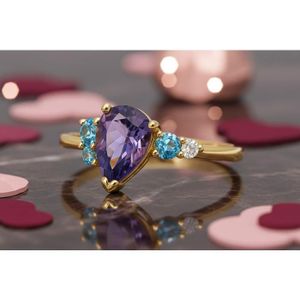 Bague Homme Or 18 Carats Avec Pierre Bleue - Taille 12, Occasion, Style Classique