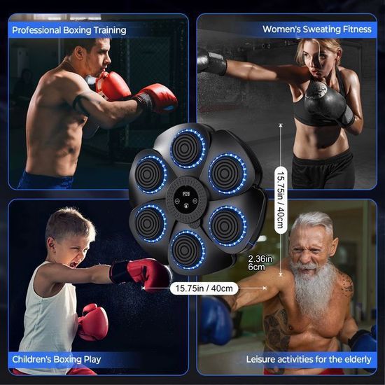 Machine De Boxe Musicale Intelligente Murale - 9 Vitesses, Bluetooth, Gants Inclus, Entraînement Fitness Pour Adultes Et Enfants