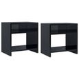2 pcs Tables de chevet JILI Noir brillant 40 x 30 x 40 cm Aggloméré Table pour Salon, entrée, Couloir-5197FR-0