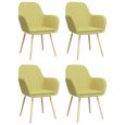 Lot de 4 Chaises de salle à manger - Style Scandinave avec accoudoirs - Fauteuil Chaise de cuisine Vert Tissu-0