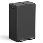 MVM Poubelle de Cuisine 2 x 30 L, 2 Compartiments, Couvercle à Fermeture Douce, avec Seaux Intérieurs, finition acier inoxydable, Noir