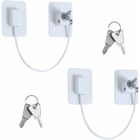 INNNB 2 Pcs Securite Fenetre Enfant, Serrures Protection Fenetre Enfant avec 4 Clés, Forte Adhésif Serrure Frigo pour Bloque Porte Placa