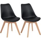 H.J WEDOO HJ Lot de 2 Chaises design contemporain nordique scandinave -Tulipe Chaises- pieds en bois de hêtre massif - Noir