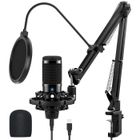 JEEMAK Microphone à Condensateur USB Kit avec 20 Hz à 18 kHz / 24 bits / 192 kHz peut être connecté à PC