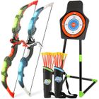 BLEOSAN Arc et flèche pour Enfants avec lumières LED Ensemble de tir à l'arc 20 flèches à ventouse, Cible avec carquois d'épaule à Sangles