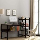 Bureau Informatique avec Etagères de Rangement - DRIPEX - 136 x 60 x 111 cm - Bois Foncé
