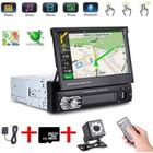 YESCUSTOM Autoradio Bluetooth Stéréo GPS 1Din 7'' Écran Auto Rétractable Tactile 1080p Radio FM-AM-MP3-SD-USB+Caméra de Recul