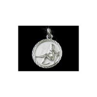 Pendentif médaille ronde zodiaque Vierge en argent + chaine