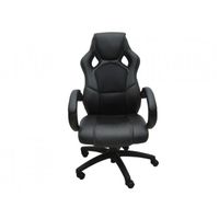 Siège baquet fauteuil de bureau noir - Bc-elec bs11010-1 - Tissu et cuir - Pieds à roulettes