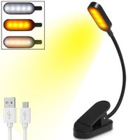 Liseuse,3 modes Lampe de Lecture Clip USB Rechargeable,Mini Lampe Led Protection des Yeux Lampe Lecture Intensité Variable-Noir