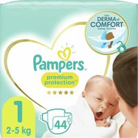 Couches PAMPERS Premium Protection New Baby - Taille 1 (2-5 kg) - Lot de 5 - 44 couches