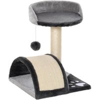 Arbre à chat griffoir grattoir design jeu boule suspendue + plateforme peluche sisal naturel gris 35x37x46cm Gris