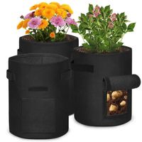 YUENFONG Sacs à plantes en tissu non tissé, sac à plantes avec poignées et Velcro, Noir (3Pcs, 10 Gallons-38L) 