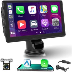AUTORADIO Portable Autoradio CarPlay et Android Auto sans Fil, 7 Pouces écran Tactile Bluetooth Radio Voiture avec Airplay, Lien.[G1586]