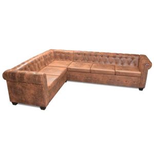 ENSEMBLE CANAPES Canape d angle chesterfield 6 places cuir artifici