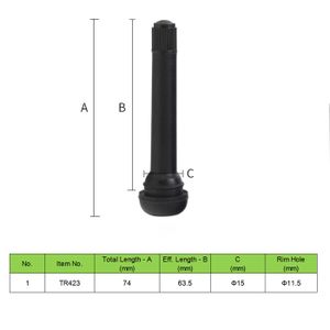 Lot De 4 Valves TR412 Pour Pneus Sans Chambre à Air - Caoutchouc EPDM, Tige En Alliage Aluminium, Joint PTFE, Hauteur 36mm - 3